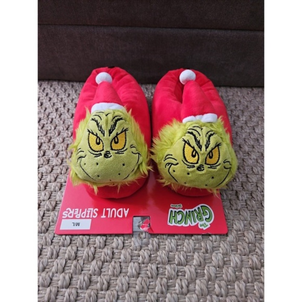 Dr. Seuss The Grinch Who‎ Stole Christmas Holiday Slippers, Adult M/L 7-8 NWT